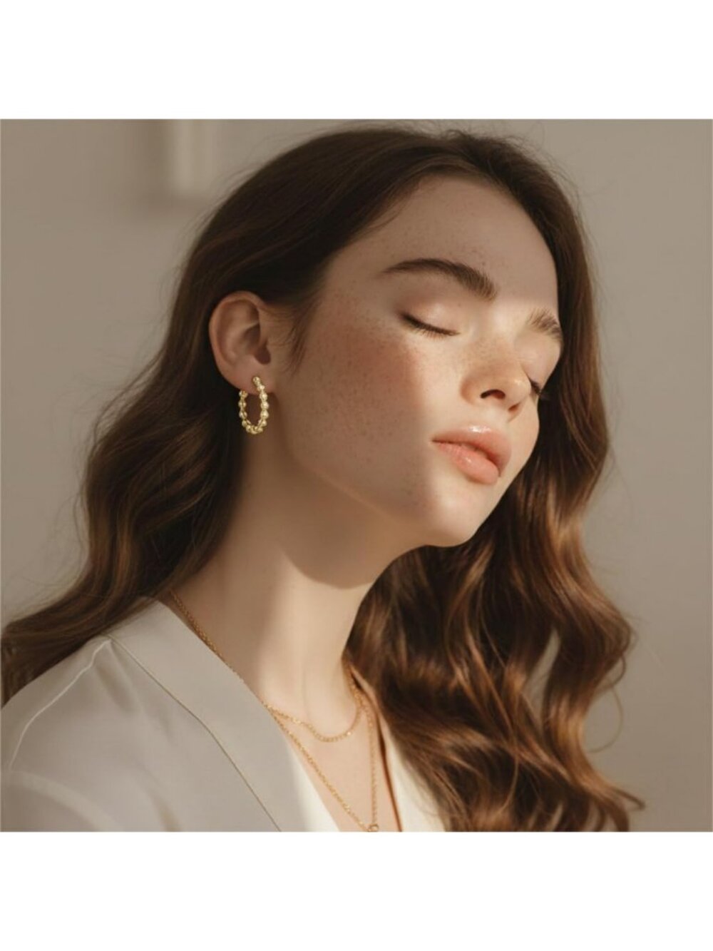 Trendy 14K Gold Hoop Earrings for Women - CZ Round & Heart Design, 25mm - Picture 2 of 8